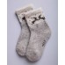 Детские носки из 100% монгольской шерсти серые с рисунком "олени"